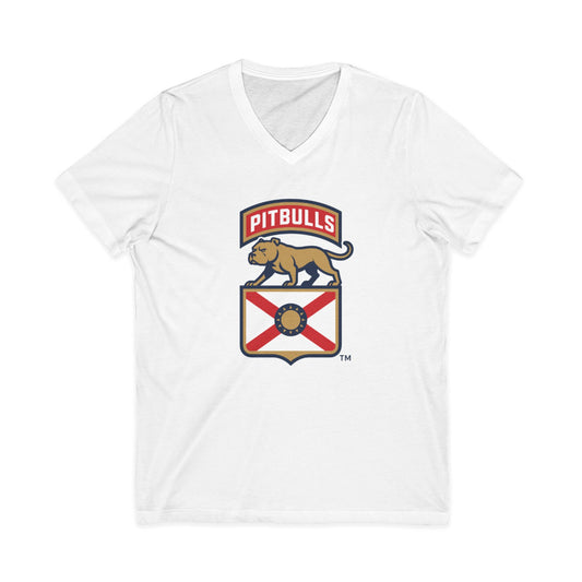 Pitbulls Florida Flag V-Neck Tee — Dog Lover Pet Pride T-Shirt